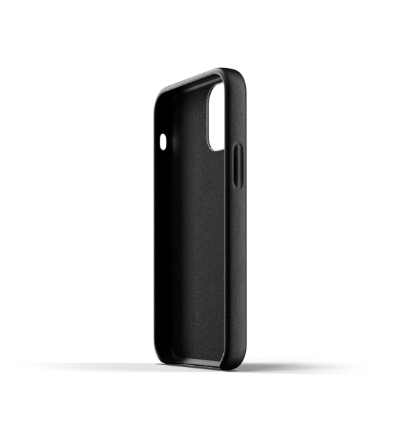 Funda piel iPhone 12 mini en color negro de Mujjo
