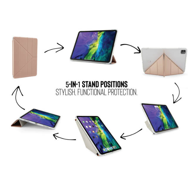 Funda Origami iPad Pro 11" 2020 con 5 posiciones diferentes en color rosa
