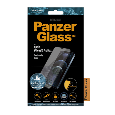Cristal templado Panzer Glass iPhone 12 Pro Max Case Friendly negro