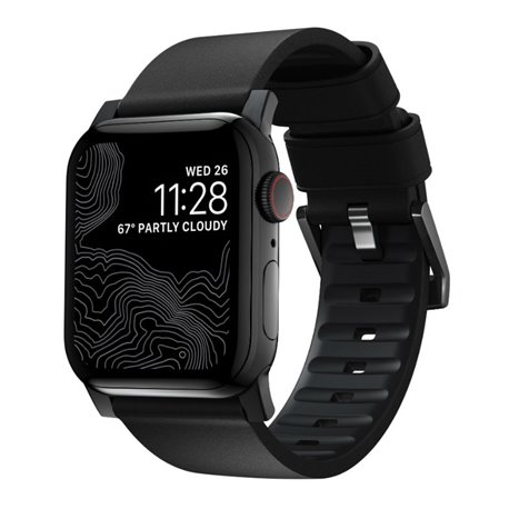 Nomad Active correa piel Apple Watch 44/42 mm negro/negro