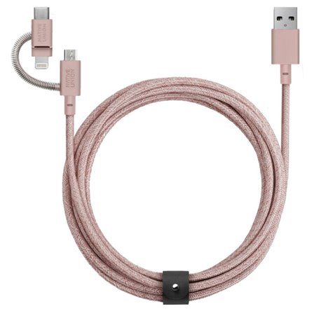 Native Union Belt Cable Universal 3 en 1 rosa (2 metros)