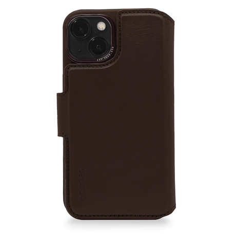 Decoded billetera desmontable piel MagSafe iPhone 14 marrón