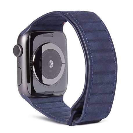 Decoded Traction correa piel Apple Watch 42/44/45 mm azul marino