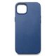 Mujjo Full Leather funda piel iPhone 14 Plus azul mónaco