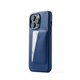 Mujjo Full Leather funda piel tarjetero iPhone 14 Pro Max azul mónaco