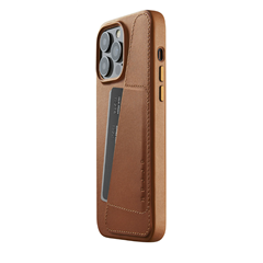 Mujjo Full Leather funda piel tarjetero iPhone 14 Pro Max marrón