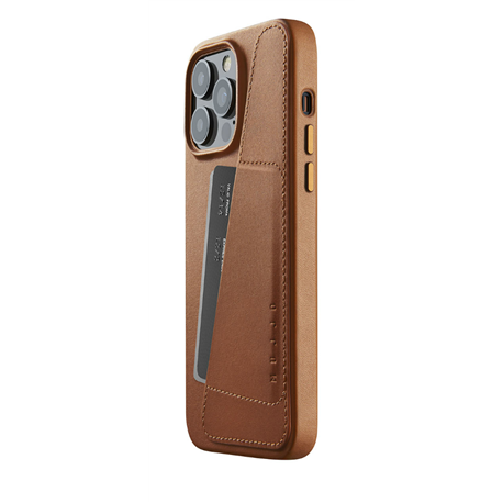 Mujjo Full Leather funda piel tarjetero iPhone 14 Pro Max marrón