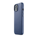 Mujjo Full Leather funda piel iPhone 14 azul mónaco