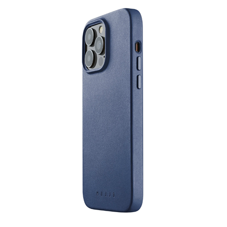 Mujjo Full Leather funda piel iPhone 14 Pro Max azul mónaco