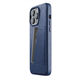 Mujjo Full Leather funda piel tarjetero iPhone 14 Pro Max azul mónaco