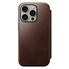 Nomad Modern Horween Leather Folio iPhone 15 Pro marrón