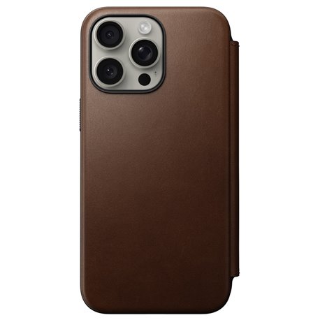 Nomad Modern Leather Folio iPhone 15 Pro Max marrón