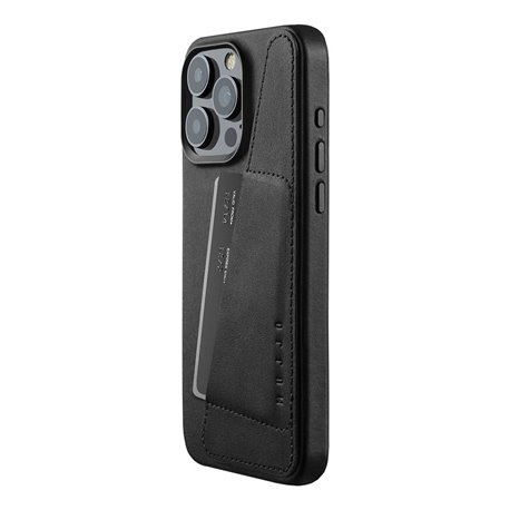 Mujjo Full Leather Wallet funda piel iPhone 15 Pro Max negra