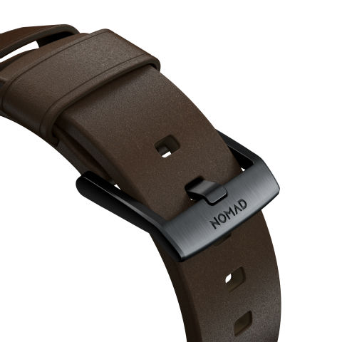 Detalles de grabado en hebilla de las correas Apple Watch de Nomad