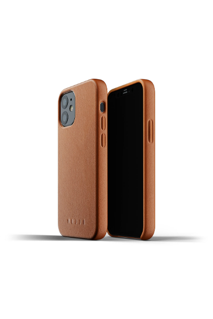 Funda de piel para iPhone 12 Mini en color marrón Mujjo