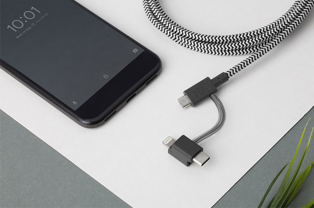 Native Union Belt Cable Universal 3 en 1, Lightning, USB-C y Micro-USB