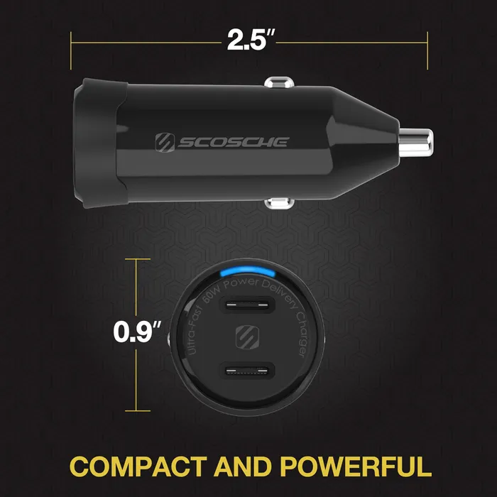 Scosche cargador PowerVolt coche dual USB-C 60W